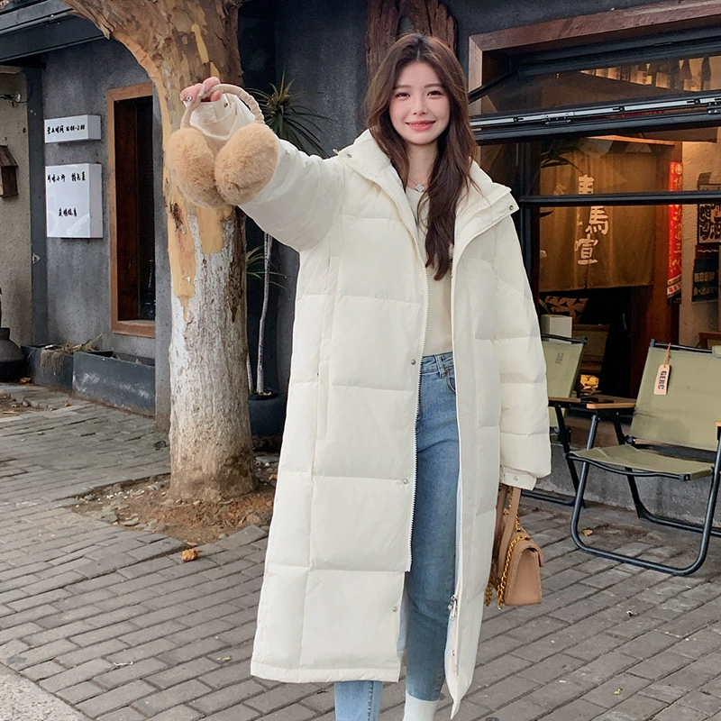 Пуховик Winter Women Down Jacket Женский длинный свободный зимний пуховик с капюшоном