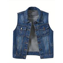 R 12531 Raw edge denim short women's vest ë���ƶ�ţ�ж�����