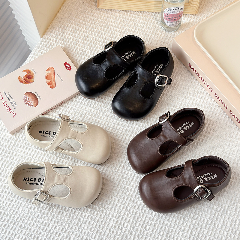 Chaussures Mary Jane en cuir style coréen tendance pour filles, collection printemps-automne, chaussures polyvalentes pour tout-petits et enfants_voghion.com