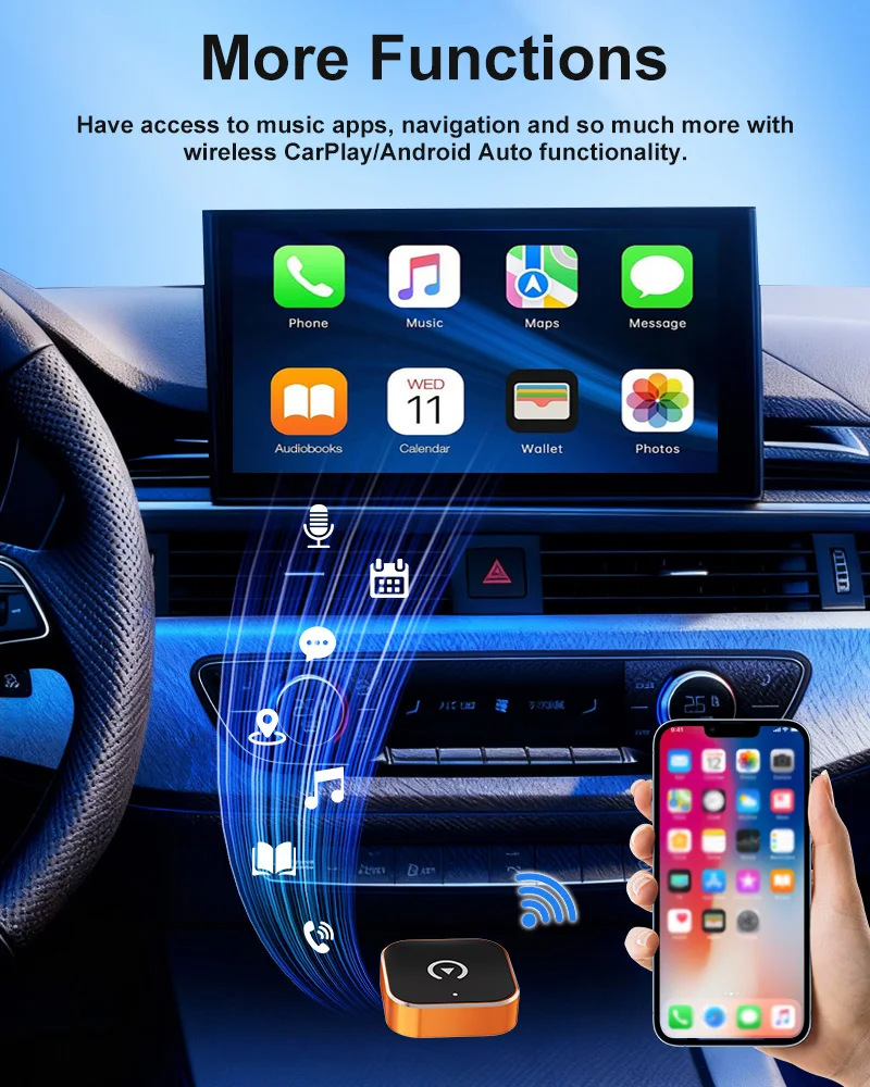 Orange Carplay Box Wired to Wireless Android Auto Car Interconnection Box Wireless Carplay Box