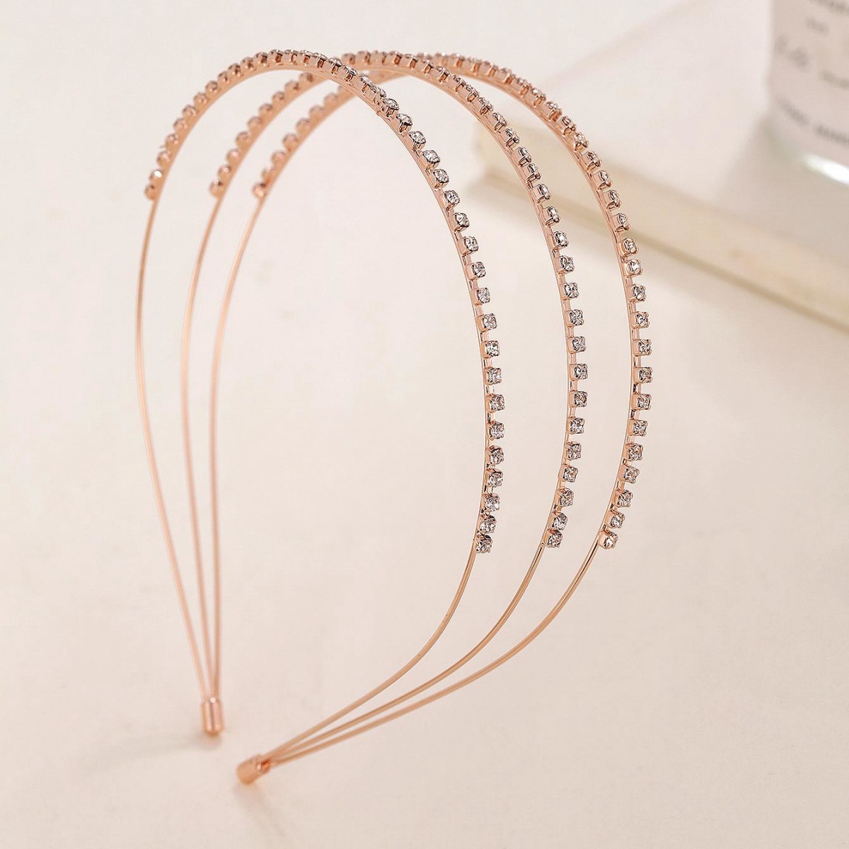 Diadema europea y americana moda transfronteriza accesorios para el cabello ins Internet celebridad Diamante de tres capas rhinestone diadema ins accesorios para el cabello al por mayor