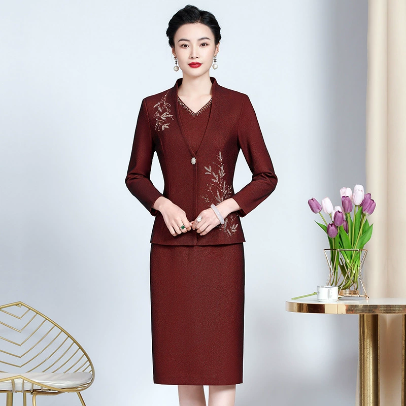 Spring autumn fashionable set for elderly, long-sleeve for mother, classic suit jacket, for middle age, wholesale