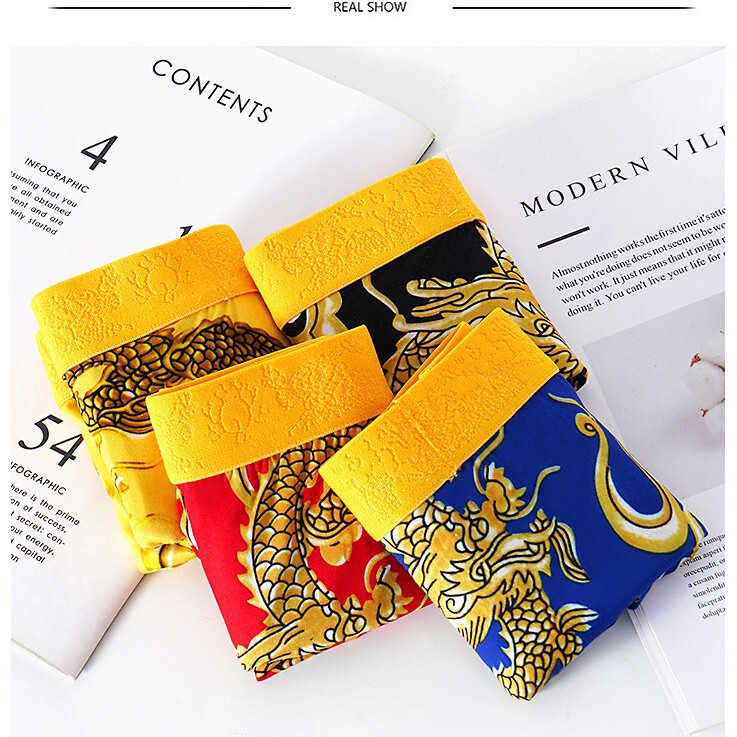 Supreme Golden Dragon Men's Boxer Briefs Personalized Dragon Year Breathable Zodiac Year Red Underwear Men's Boxer Shorts