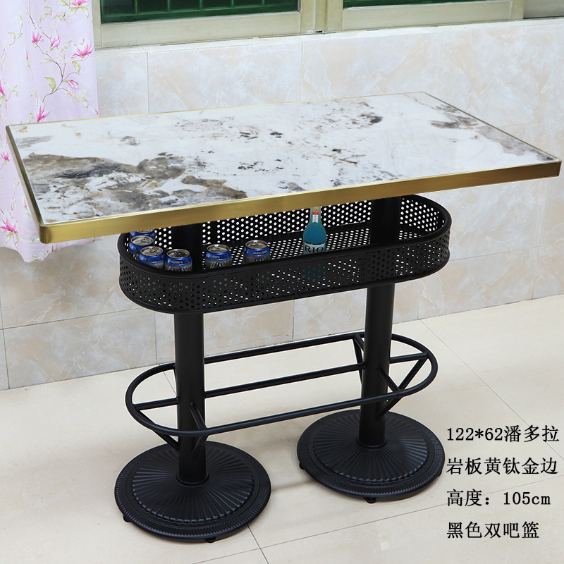 大理石の高いバーのテーブルと椅子の組み合わせ岩板石英石の高足テーブルは静かにしましょうKTV散台テーブルと椅子|undefined