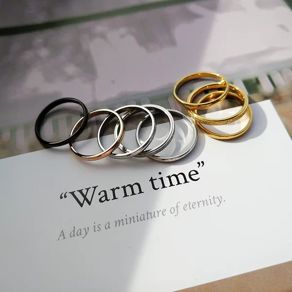 Minimalist Thin Ring for Women, Stainless Steel Couple's Plain Tail Ring, Pinky Ring, 18K Ring for Men and Women, Simple Ring, Ins-Style Jewelry