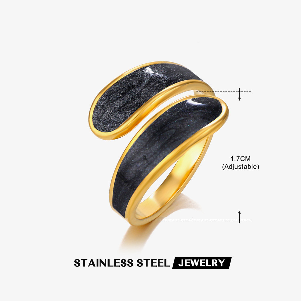 Retro, Novelty Style PVD Coated 18K Gold Plated Round Star Heart Shape 304 Stainless Steel Retro Novelty Waterproof Non Tarnish Rings