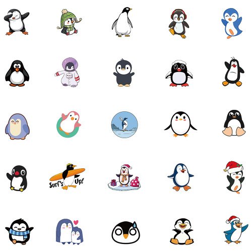 50 cute cartoon penguin animal stickers, graffiti, luggage, motorcycles, computer toys, wallets, waterproof stickers