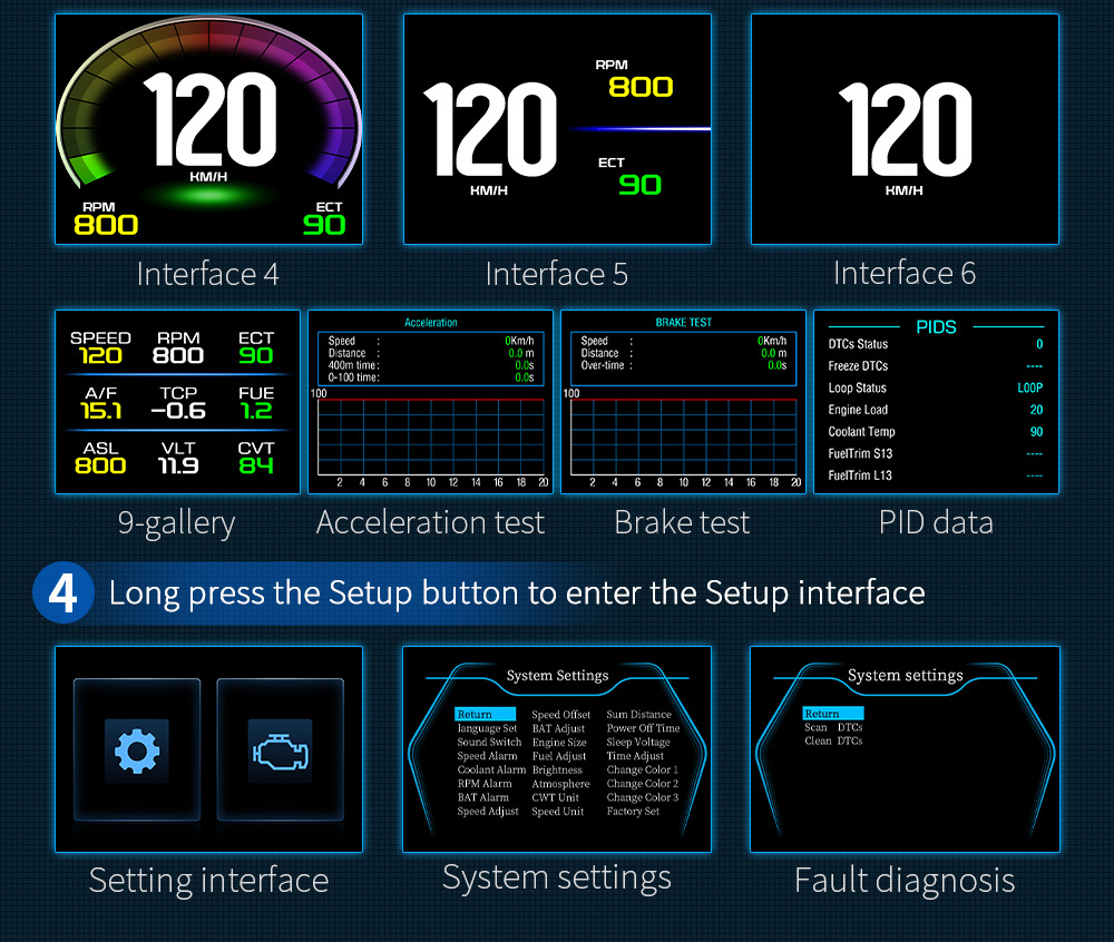 Cross-border best-selling car HUD head-up display OBD high-definition LCD on-board computer with multi-language support and total mileage display