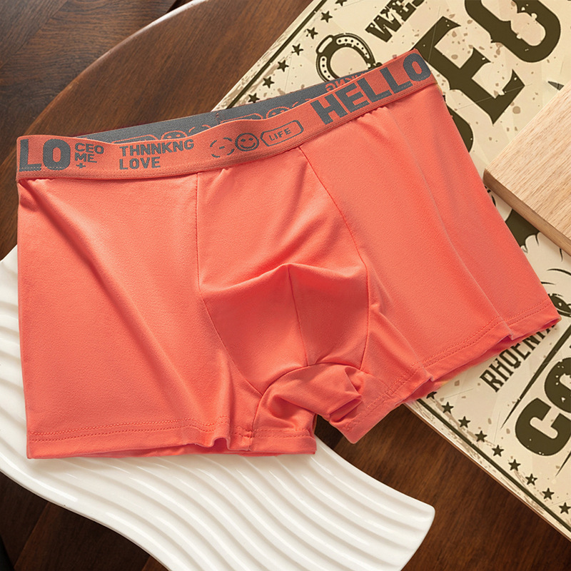 Ropa interior masculina, letras juveniles, cintura media suelta y cómoda, transpirable y sin costuras, pantalones cortos de cuatro esquinas para estudiantes al por mayor