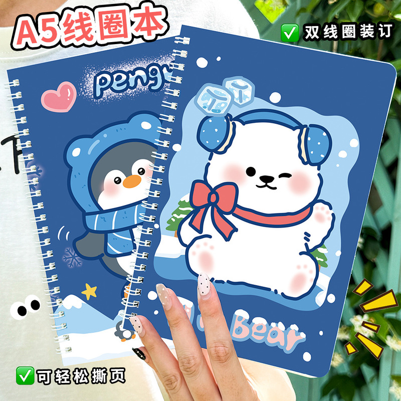 Cute Penguin A5 Spiral Notebook Student Cartoon Lined Notebook High-Value Notepad Diary Small Notebook Cute Penguin A5 Spiral Notebook Student Cartoon Lined Notebook High-Value Notepad Diary Small Notebook