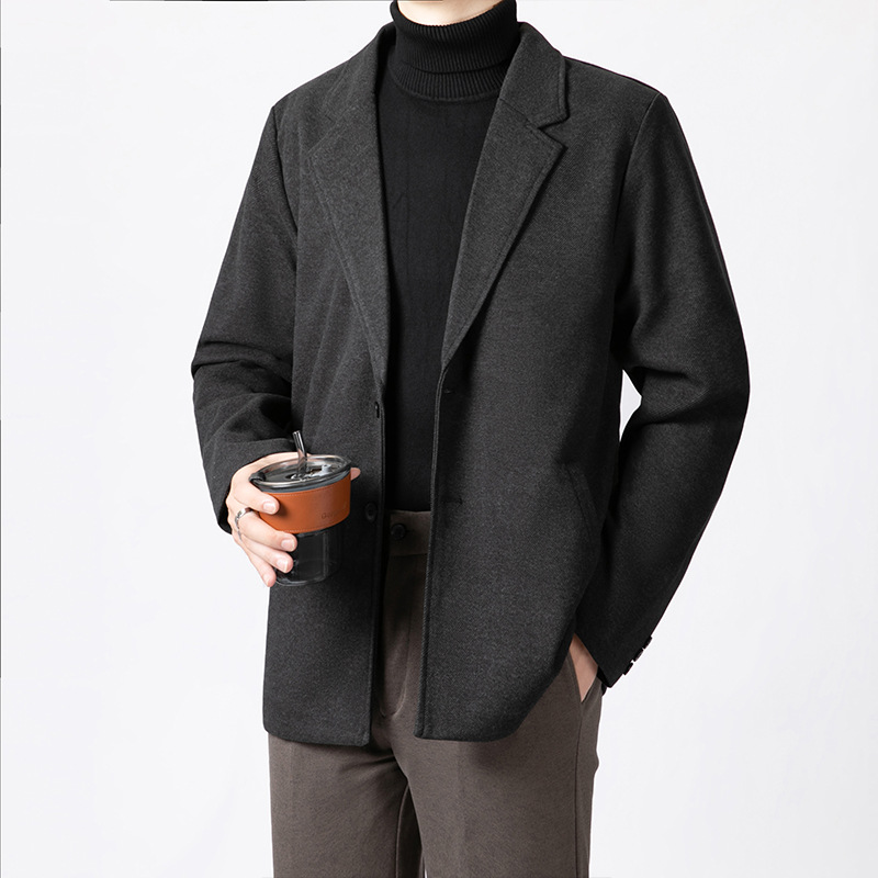 겨울 모직 코트 남자 한국식 유행 모직 소재 세트 재킷 남성 모직 외투 인스타그램 인기 남성복