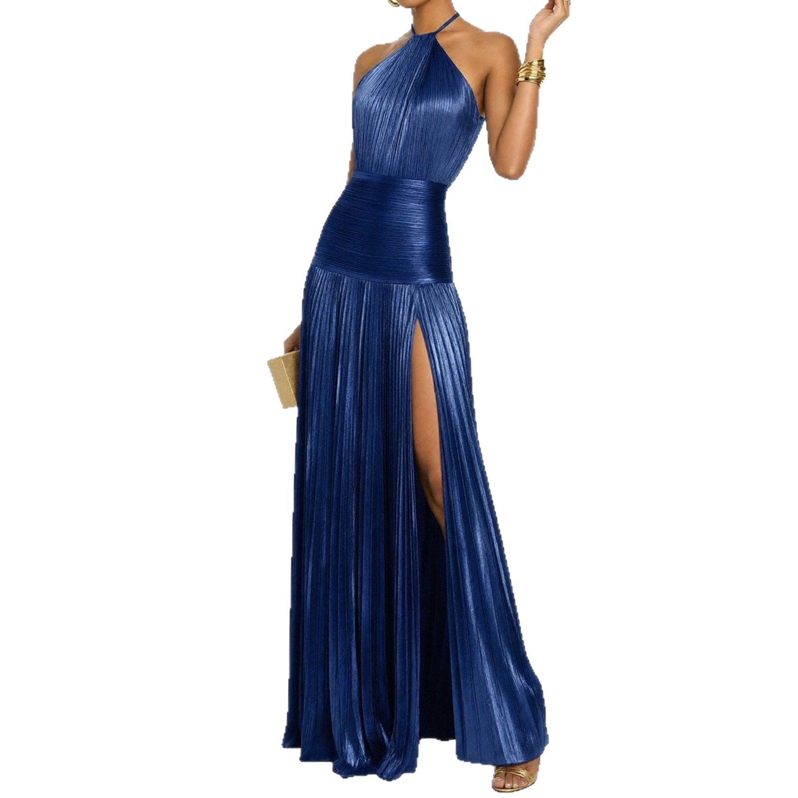 2026 Spring New Foreign Trade European And American Women's Fashion Elegant Waist-Cinching Halter Neck Backless_ecoleips.com