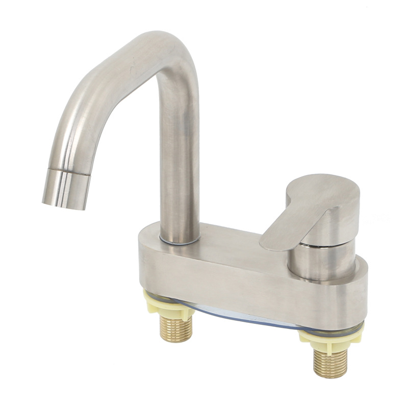 Lavabo de acero inoxidable cuenca hogar válvula mezcladora baño doble agujero lavabo caliente y fría grifo lavabo fabricante