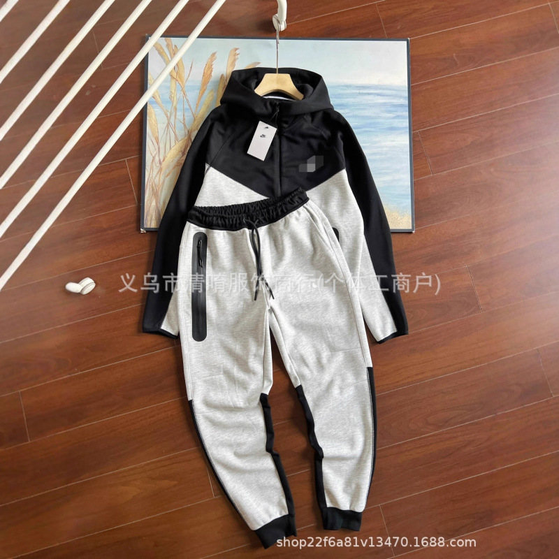 男子跨境耐钩子运动宽松训练休闲透气连帽防风针织夹克外套FB7922|undefined