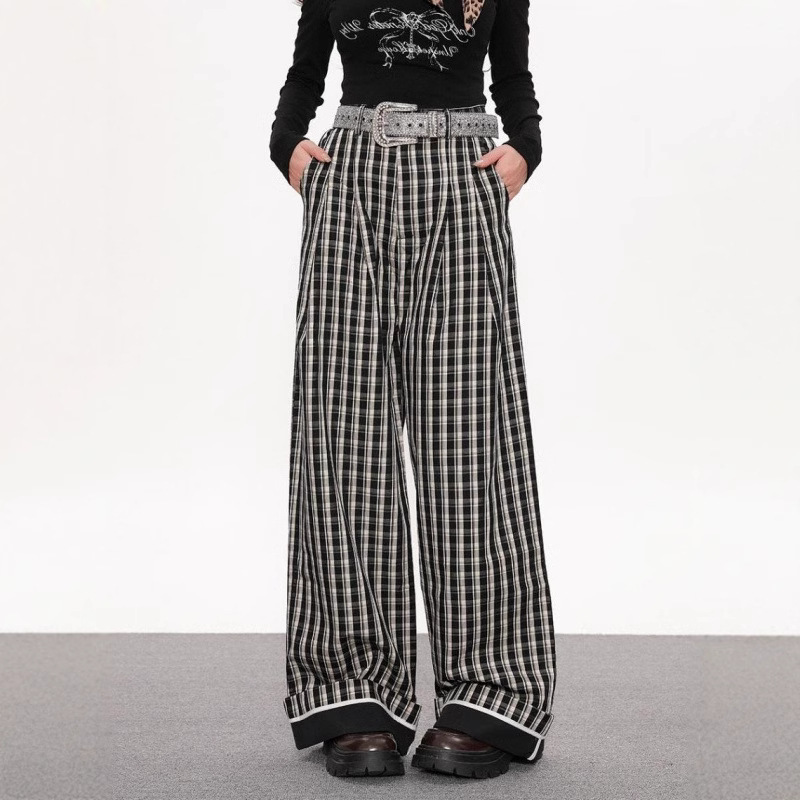 New Retro Woven Plaid Straight Casual Pants Trendy Brand Loose Design All-match Sports Casual Pants Black New Retro Woven Plaid Straight Casual Pants Trendy Brand Loose Design All-match Sports Casual Pants Black