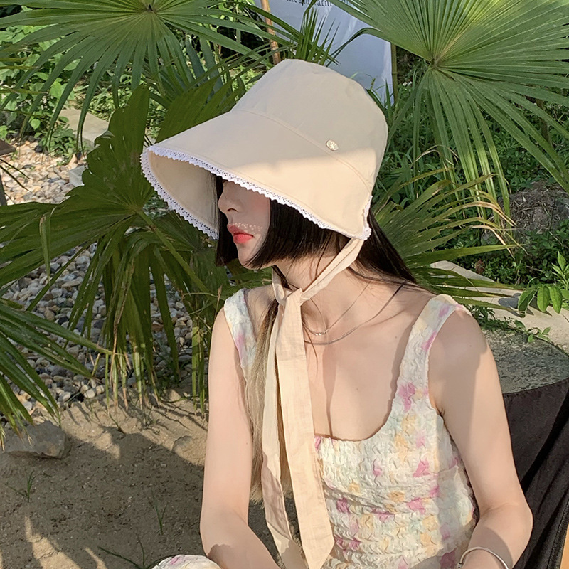 漁夫帽子女夏季韓版防曬網紅大檐時尚百搭蝴蝶結遮臉太陽帽盆帽潮