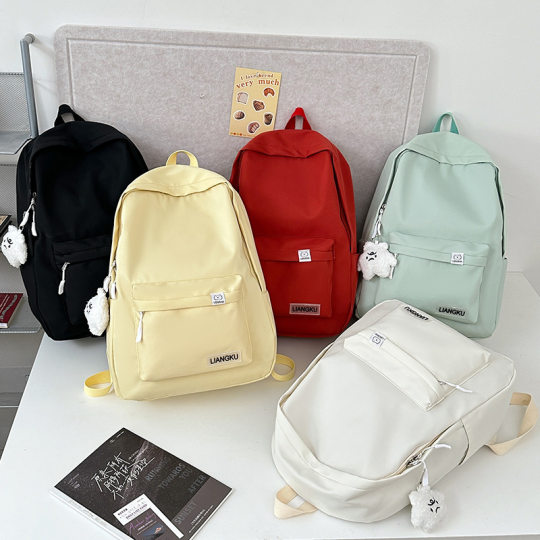 High-value backpack durable solid color schoolbag junior high school girls college students simple backpack high school students niche girls