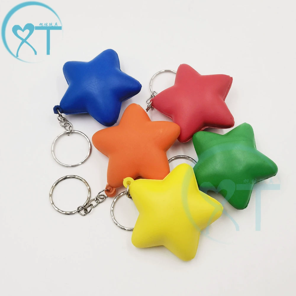 PU Foam Маленький Размер Мини пятиконечная звезда брелок маленькая звезда с принтом смайлик вентиляционная декомпрессионная игрушка мяч под давлением трансграничный