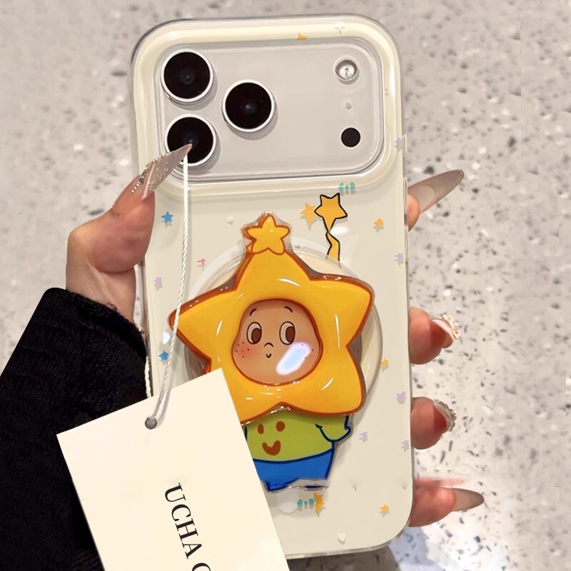 Magic Wand Star Man Magnetic Stand Suitable for Apple 15Pro Mobile Phone Case 14/15 Anti-Fall Protective Cover 13Prom Magic Wand Star Man Magnetic Stand Suitable for Apple 15Pro Mobile Phone Case 14/15 Anti-Fall Protective Cover 13Prom