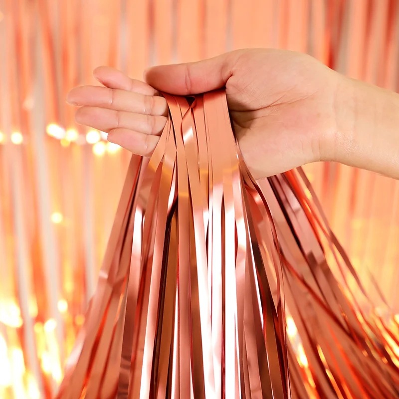 Cortina de lluvia mate mate mate fiesta de cumpleaños fondo de boda decoración de pared diseño brillante cuadrado cortina de lluvia borla