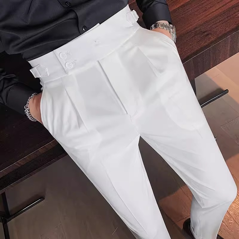 Pantalones de hombre primavera y otoño de cintura alta, traje de negocios casual, pantalones largos de alta calidad, sensación de caída, comercio exterior, lotes transfronterizos