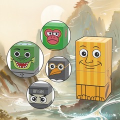 外国AI山海经强磁神兽通通通木棍人磁力方块男孩礼物益智积木玩具