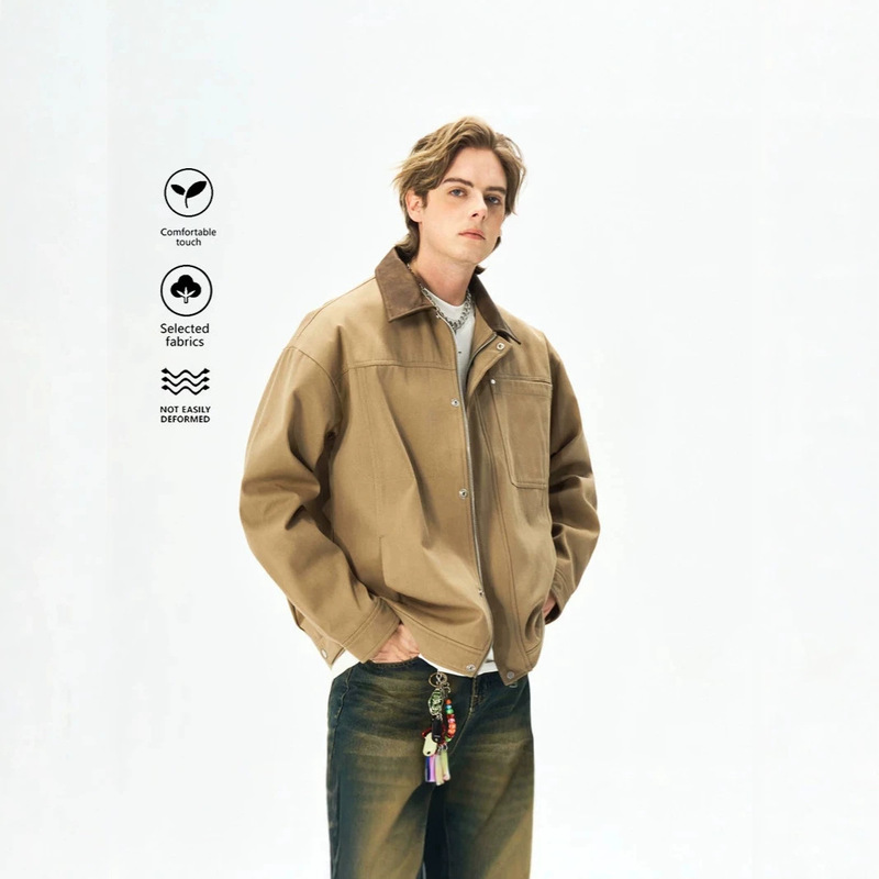 Melard Khaki Lapel Jacket Men's Workwear Short Coat Autumn Top Carhartt Jacket Melard Khaki Lapel Jacket Men's Workwear Short Coat Autumn Top Carhartt Jacket