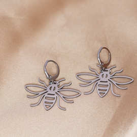 时尚蜜蜂昆虫箍耳环女孩孩子们的礼物老式垂坠动物不锈钢派对珠宝