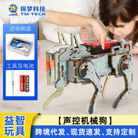 儿童益智玩具教具小学生diy声控机械狗科教手工实验材料包制作