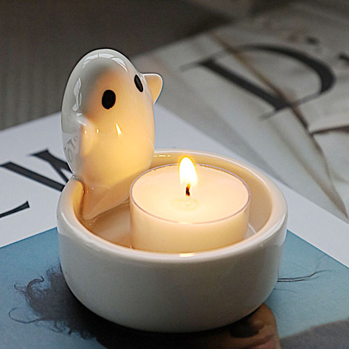 Cross-border Ceramic Ghost Candle Holder, Amazon Aromatherapy Candle, Cute Ghost Nordic Style Ornament, Halloween Gift