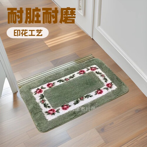 Floral imitation cashmere carpet home bathroom anti-slip water-absorbent stain-resistant foot mat cool feet mat bedroom decoration