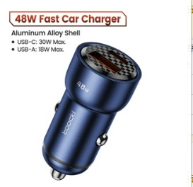 Transparent Black Tea 60W Dual: Mobil şarj cihazları - toocki-yufeng-aluminum-alloy-car-charger-ac-48w-blue