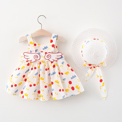 Baby Girl's Dress with Cute Cartoon Print, Trendy and Adorable, Korean Style, Sleeveless Backless Dress for Children, Made of Cotton Fabric