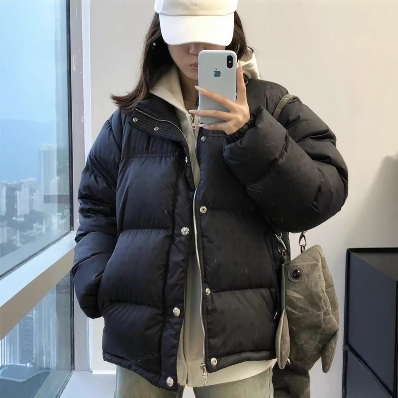 2025 Cro Dark Pattern Cross Pattern New Couple Style Thickened down Jacket Unisex Versatile Winter Mid-Length Coat