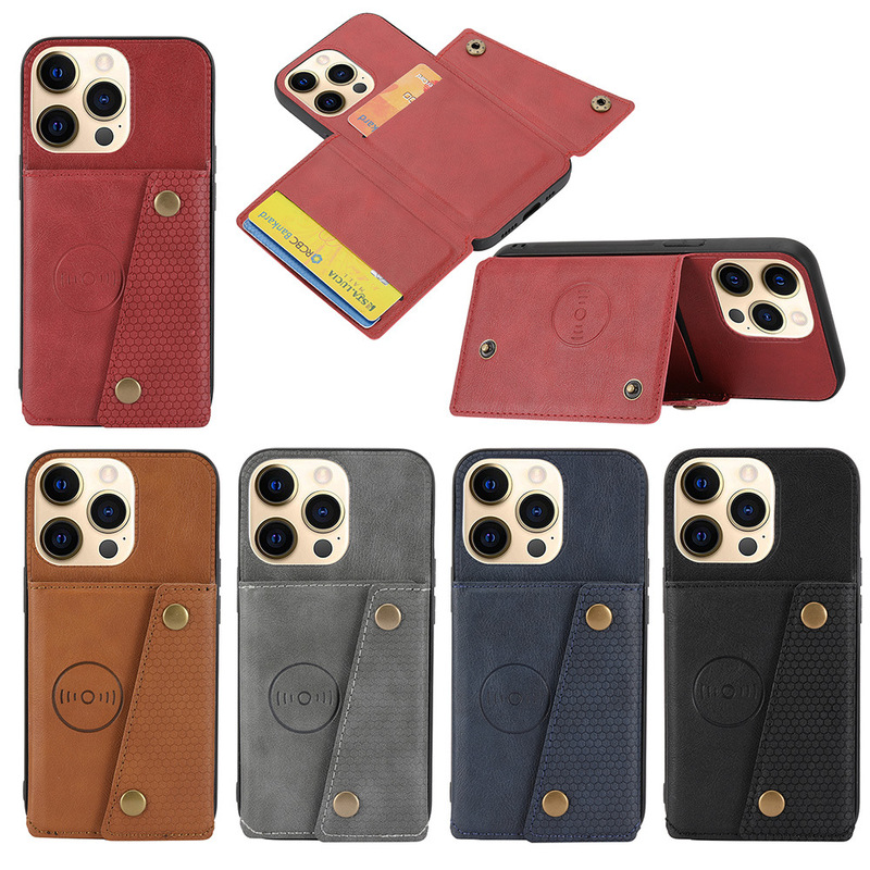 Foreign Trade Suitable Phone Case for Apple 17, Samsung S23 Phone Protective Leather Case with Card Slot, iPhone Protective Case Wholesale