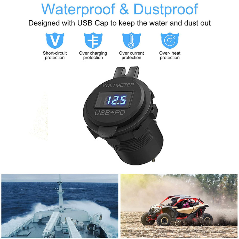 3USB自動車車載トレーラーヨット車充電改造ダブルUSB二口デジタル充電QC3.0充電器55W|undefined