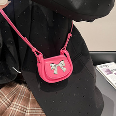 2024春夏新款少女感小眾設計斜挎包腰包女潮迷你可愛蝴蝶結小方包