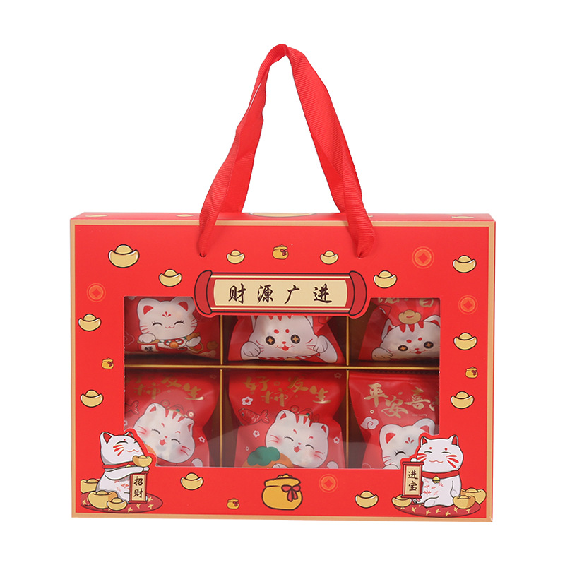 Caja de embalaje de pastel de copo de nieve de año nuevo 6 piezas Caja de regalo de pastel de yema de huevo de 8 cuadrículas Regalo de año nuevo Caja de galletas para hornear portátil