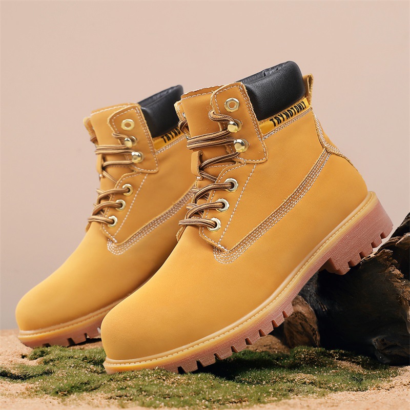 Otoño y invierno tendencia de cuero casual botas Martin para hombres ropa de estilo británico botas de hombre moda calentamiento zapatos de hombre pareja