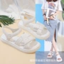 平底夏季厚底交叉带凉鞋