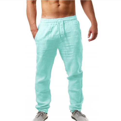 Men's Summer Hip-Hop Breathable Cotton Linen 20 Denim Pants - Trendy Fashion Solid Color Thin Casual Long Pants