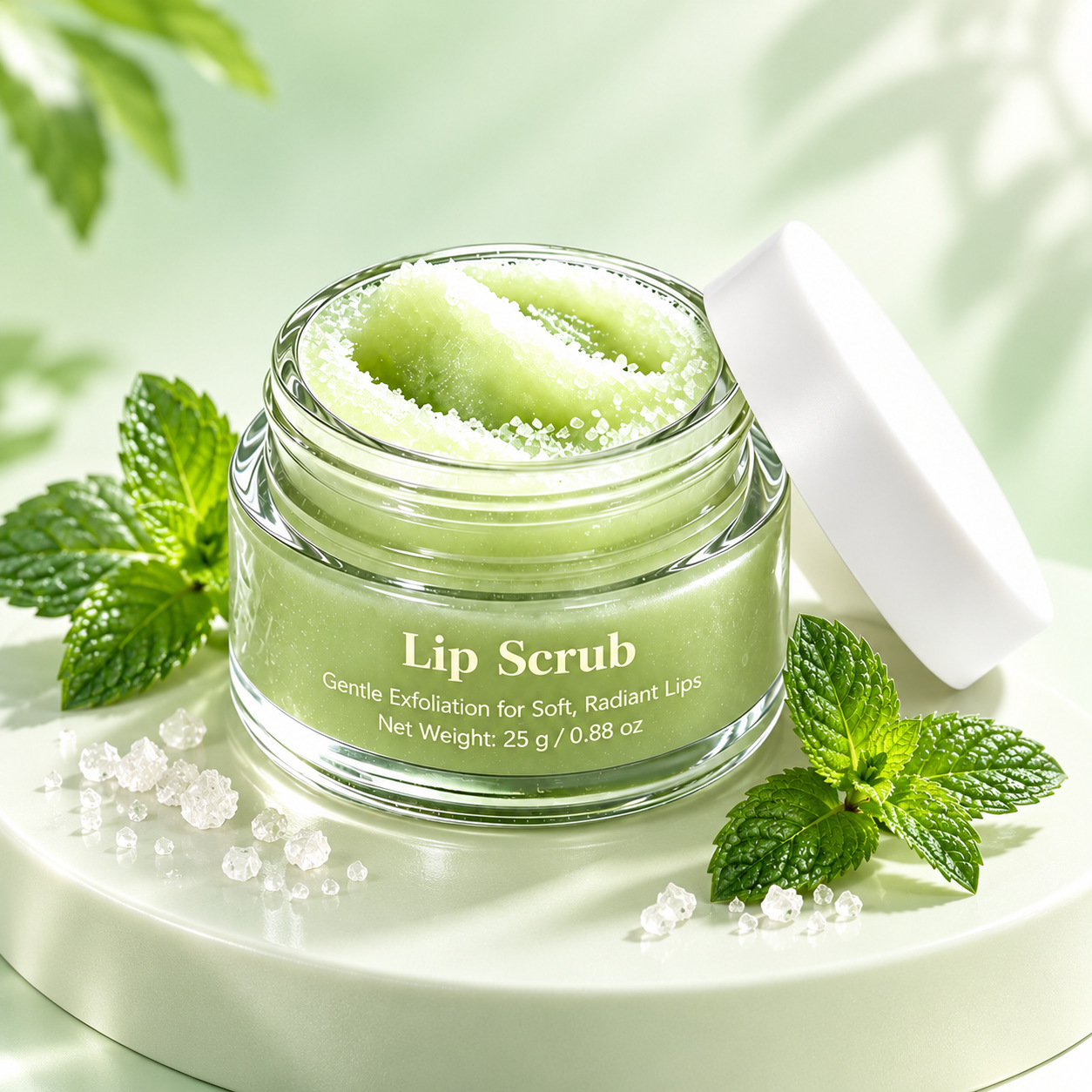 Cross-border Amazon Peppermint Lip Scrub 25g: Cares for, exfoliates, and lightens dark pigmentation around the lips, while moisturizing and hydrating