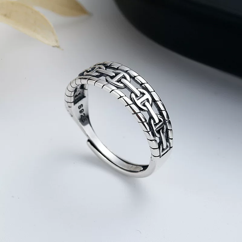 潮晟 Brand ring, silver 925 sample, internet celebrity, on index finger