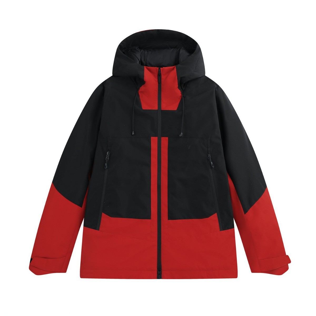 Hooded color-blocked warm jacket, unisex outdoor sports thermal coat, new lightweight winter model