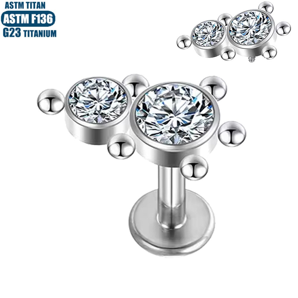 Labret stud lip piercing jewelry styling detail