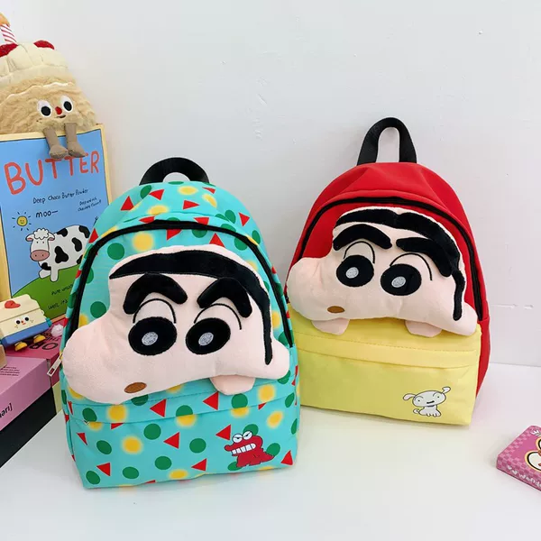 Cute plush toy large-capacity color-blocked backpack, cute big-headed stylish cartoon backpack, new versatile school bag for students