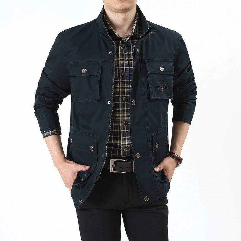 Весенне-осенняя новая куртка, Мужская куртка больших размеров, молодежная Повседневная куртка для спецодежды средней длины, весенне-осенняя куртка больших размеров 8566