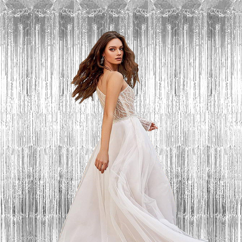 1*2m cortina de seda de lluvia suministros de fiesta transfronteriza boda escena de cumpleaños diseño accesorios luz borla cortina pared de fondo