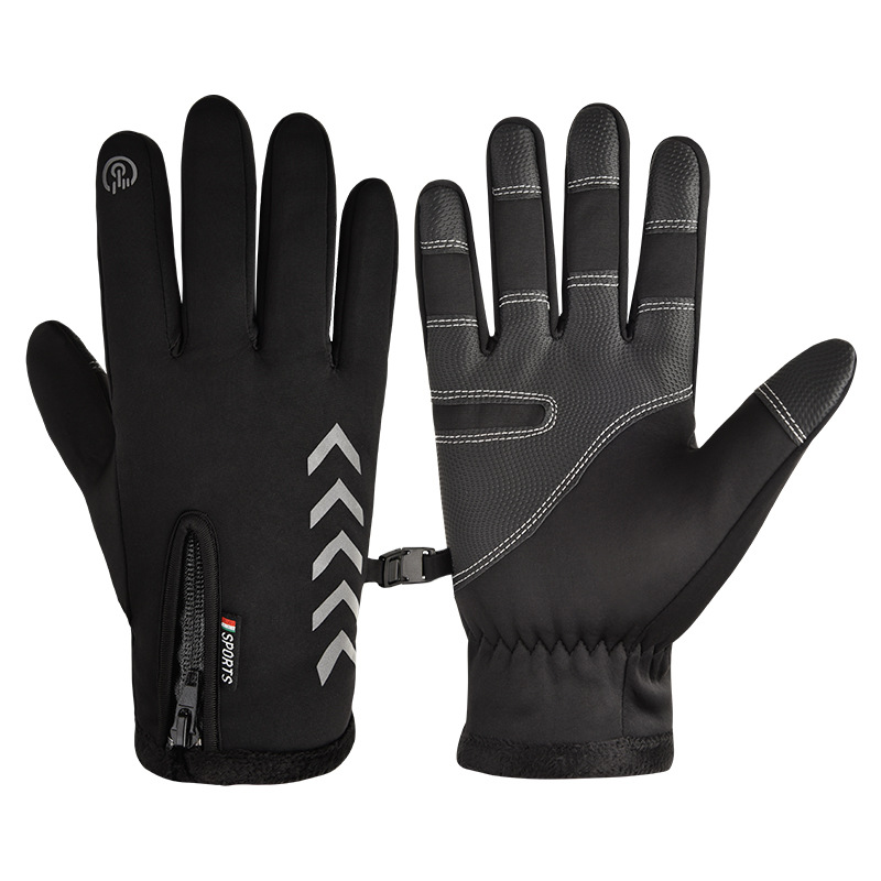 Otoño e invierno guantes cálidos hombres y mujeres forrados de lana deportes guantes de montar al aire libre a prueba de frío guantes de pantalla táctil dedo completo