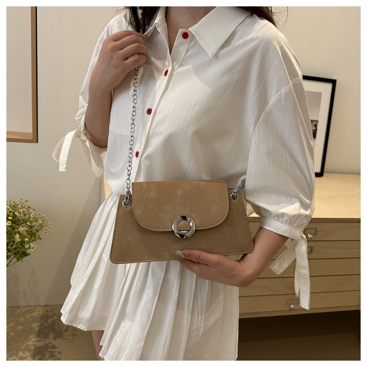 Borsa a tracolla da lavoro versatile a catena color caramella da donna, casual, semplice e alla moda, in PU, 2024_voghion.com
